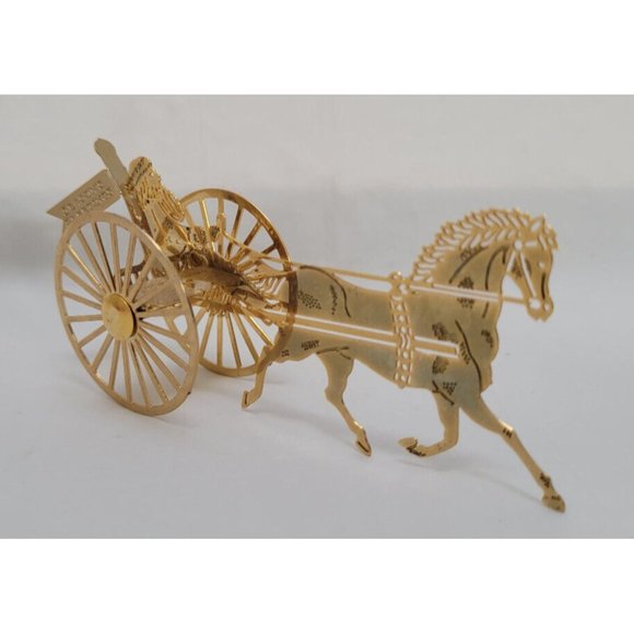 Vintage 1984 Hallmark SANTA SULKY DRIVER Brass Ornament QX436-1 - Picture 7 of 16